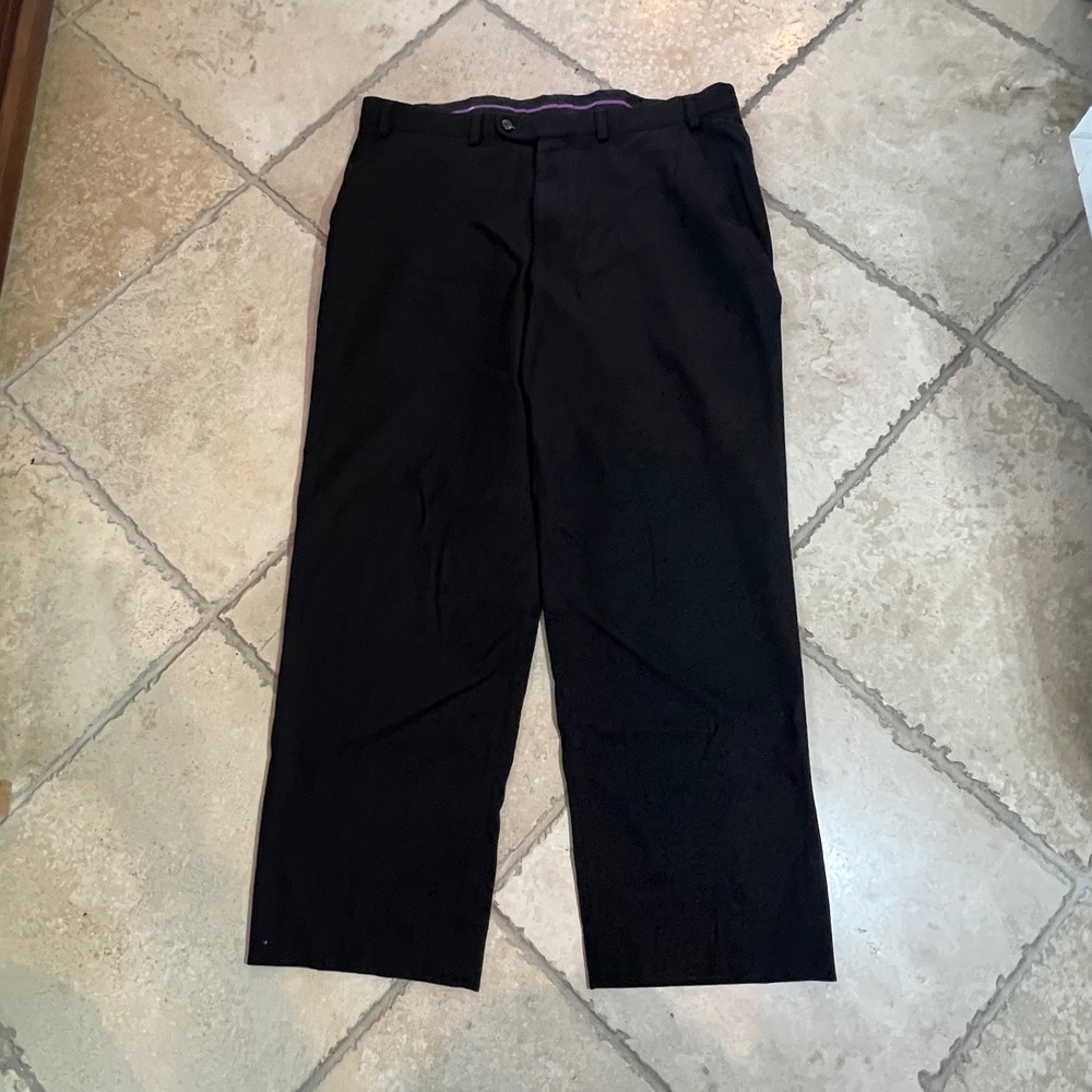 Hiltl Mens 38x29 Black‎ Crease Resistant Cotton Lycra Trousers